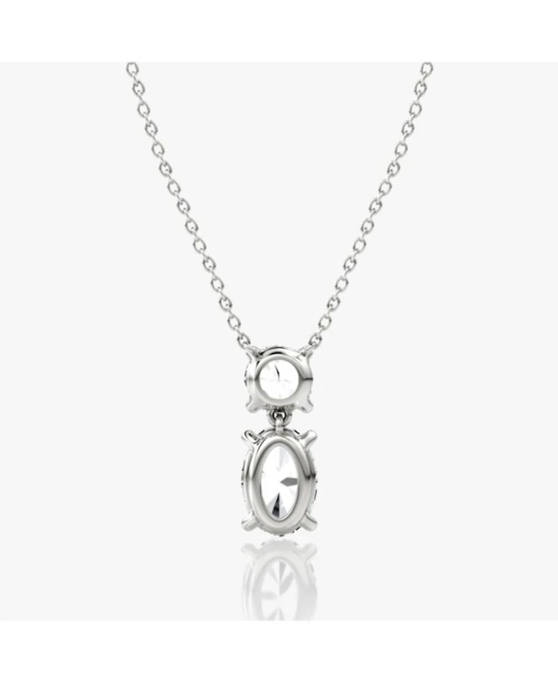 Signature Duo Drop Necklace 14K White Gold