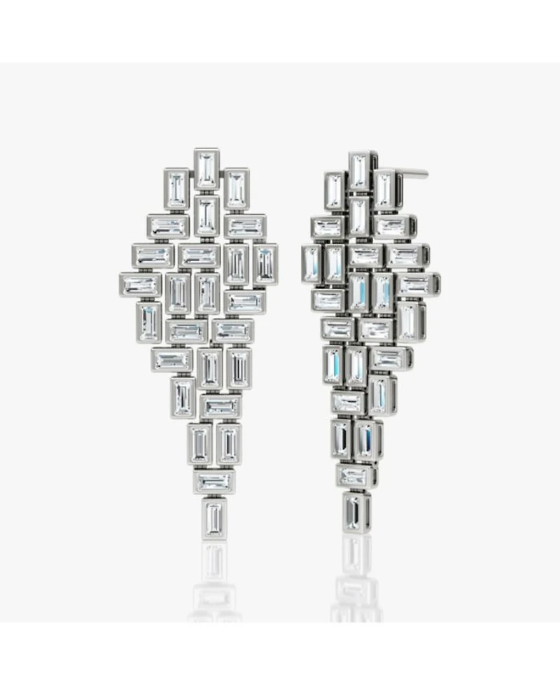 Baguette Cascade Earrings 14K White Gold, 12.5ctw Lab Grown Diamonds