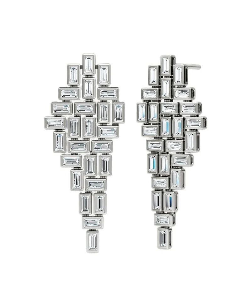 Baguette Cascade Earrings 14K White Gold, 12.5ctw Lab Grown Diamonds