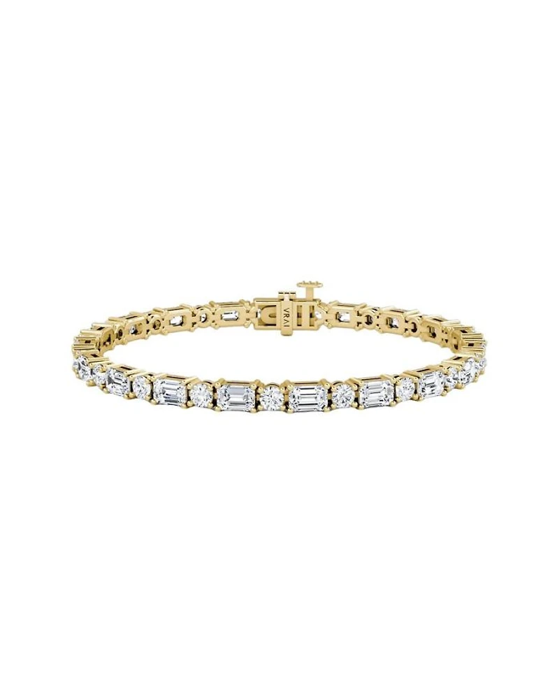 Mixed Shape Bracelet, Emerald & Round Brilliant Lab Grown Diamonds