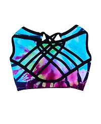 Tie Dye Contrast Strappy Back Sports Bra - (7-14 Big Kid