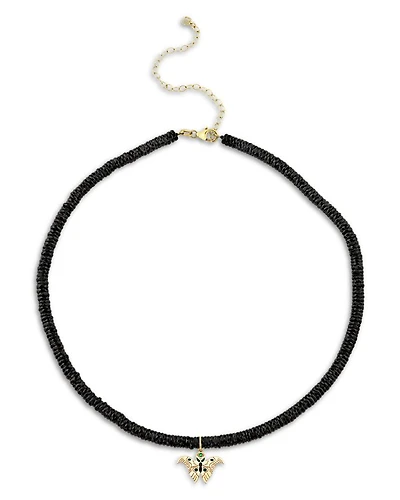 Wicked x Sydney Evan 14K Yellow Gold Emerald Elphaba Moth Pendant Sydney Evan Necklace, 18"