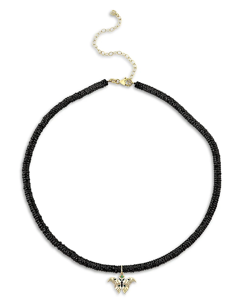 Sydney Evan Wicked x Sydney Evan 14K Yellow Gold Multi Gemstone Elphaba Moth Pendant Sydney Evan Necklace, 18