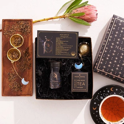 Astrology Minded Mini Gift Set with Opal Moon Strainer, Aquarius