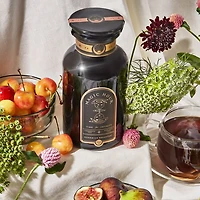 Bohemian Breakfast Black Tea Probiotic Rich Vanilla Puerh Tea for Digestion & Energy in Violet Glass Apothecary Jar, 6 oz.