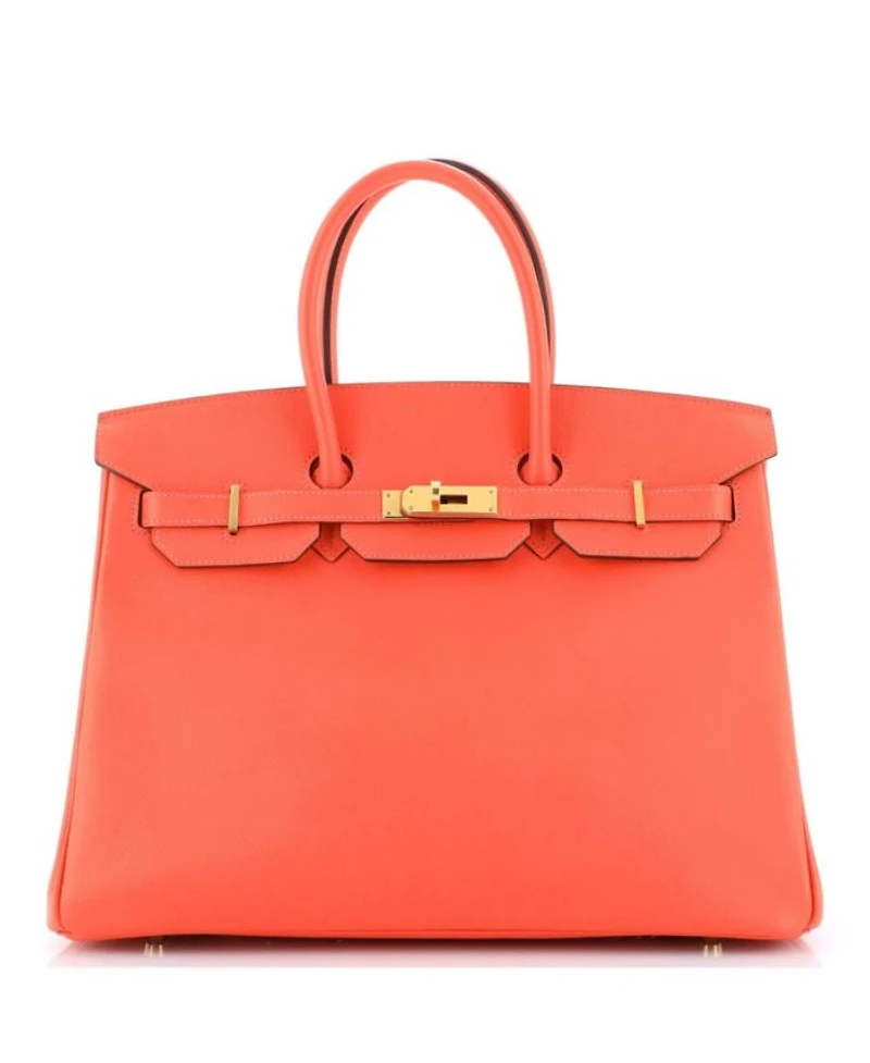 Birkin 35 Handbag Red Epsom with Gold Hardware