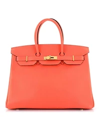 Birkin 35 Handbag Red Epsom with Gold Hardware