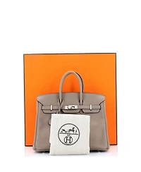 Birkin 25 Handbag Grey Swift with Palladium Hardware
