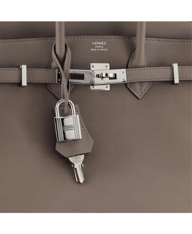 Birkin 25 Handbag Grey Swift with Palladium Hardware