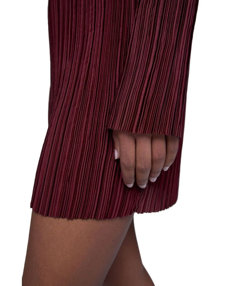 Iris Pleated Long Sleeve Mini Dress
