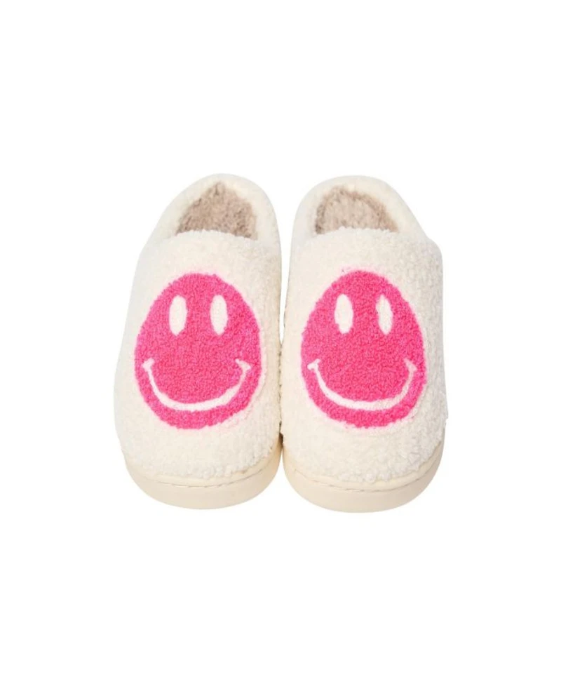 Girls' Plush Happy Face Slippers - Little Kid