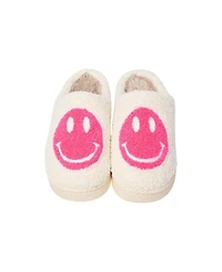 Girls' Plush Happy Face Slippers - Little Kid