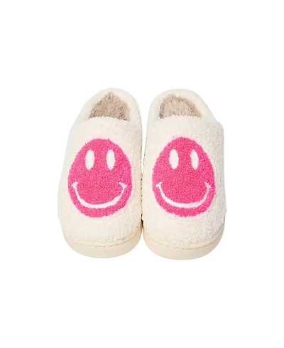 Malibu Sugar Girls' Plush Happy Face Slippers - Little Kid