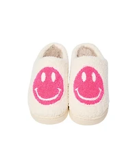 Malibu Sugar Girls' Plush Happy Face Slippers - Little Kid