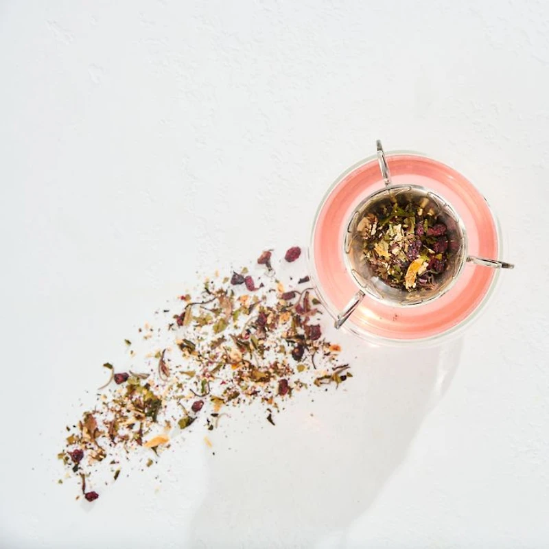 Pink Tourmaline Organic Dragon Fruit Hibiscus White Tea for Women's Health in Violet Glass Apothecary Jar, 6 oz.