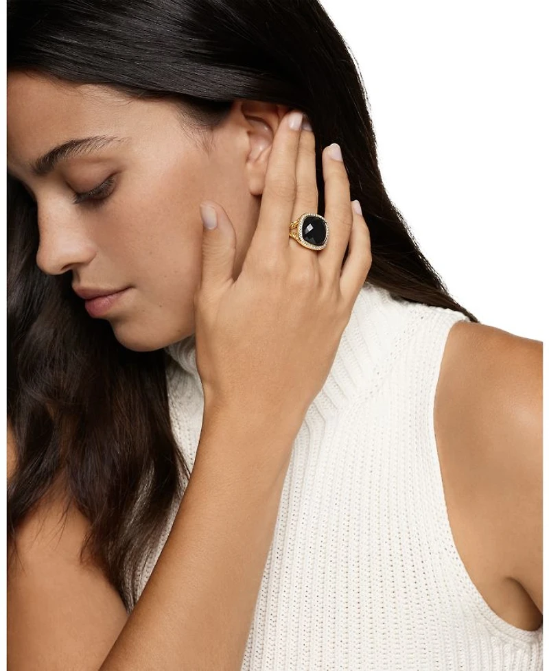 Albion® Ring 18K Yellow Gold with Gemstones and Diamonds, 15mm