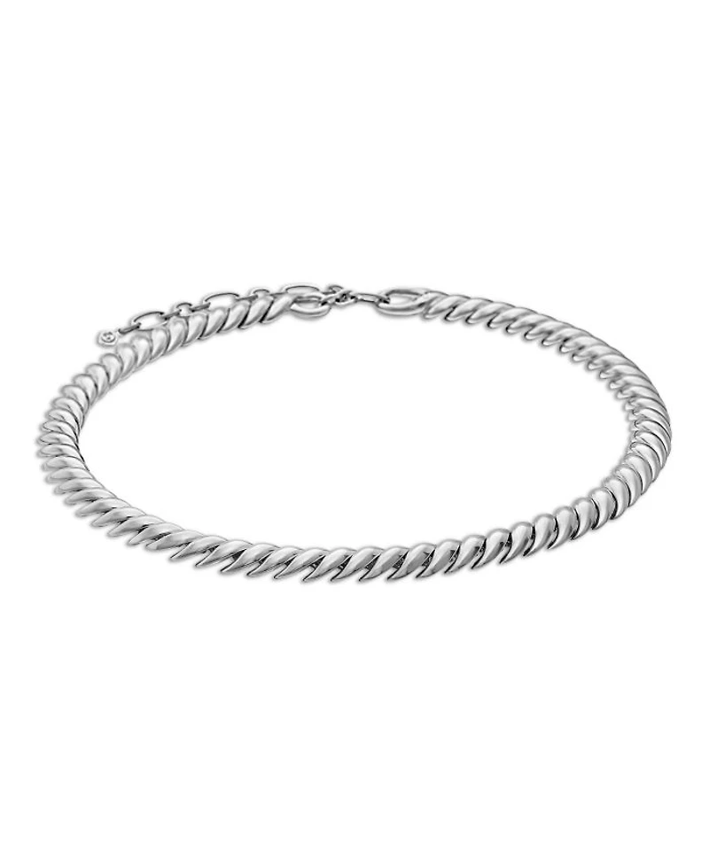 Sterling Silver Sculpted Cable Collar Necklace, 14.5-16"