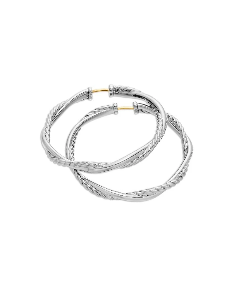 Petite Infinity Hoop Earrings in Sterling Silver with Pavé Diamonds