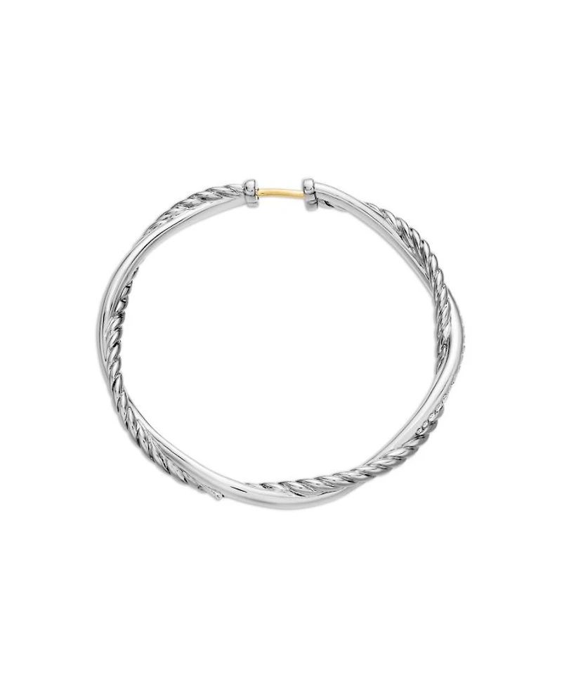 Petite Infinity Hoop Earrings in Sterling Silver with Pavé Diamonds