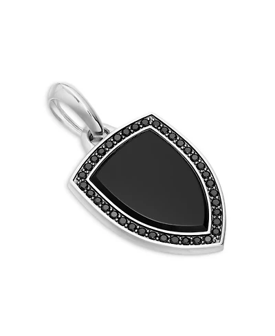 Shield Amulet Pendant with Black Onyx and Pavé Black Diamonds