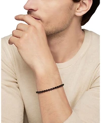 Men's Box Chain Bracelet Sterling Silver or Stainless Steel with 14K Yellow Gold, 5mm