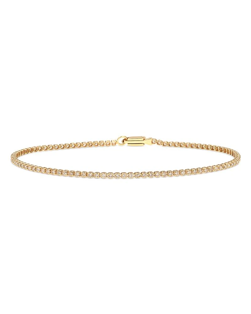 14K Yellow Gold Lightweight Diamond Tennis Bracelet, 0.95 tcw