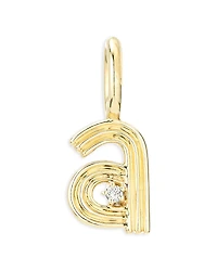Adina Reyter 9K Yellow Gold Diamond Groovy Initial Charm Pendant