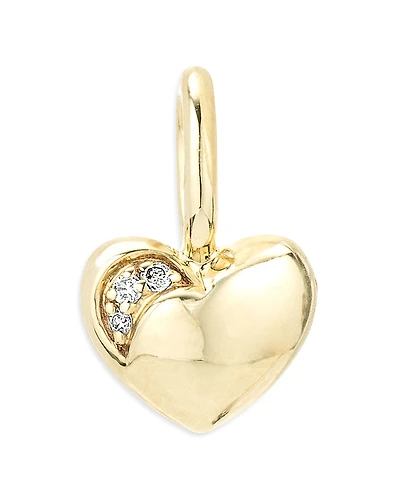 Adina Reyter 9K Yellow Gold Diamond Puff Heart Charm Pendant