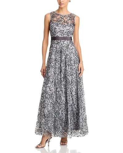 Eliza J Sleeveless Boat Neck Ball Gown