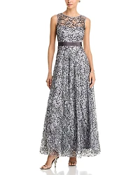 Eliza J Sleeveless Boat Neck Ball Gown