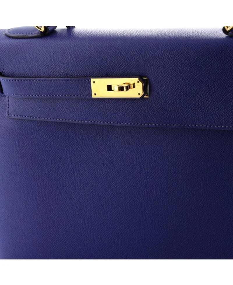 Kelly 32 Handbag Blue Epsom with Gold Hardware