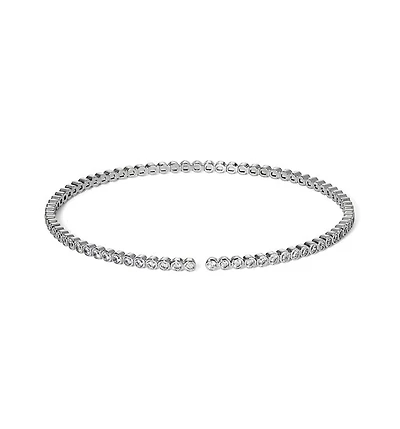 Dazzle Cubic Zirconia Structured Chocker Necklace in Rhodium Plated