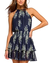 Ramy Brook Donnielle Floral Smocked Halter Neck Dress