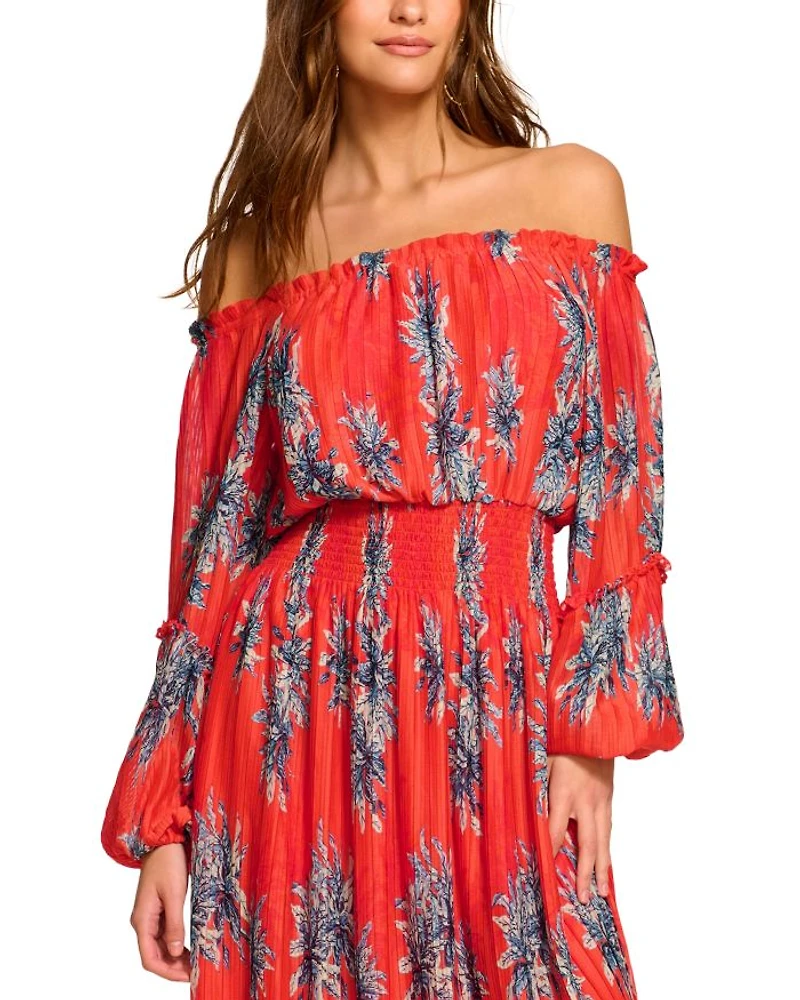 Alyce Floral Off The Shoulder Smocked Dress