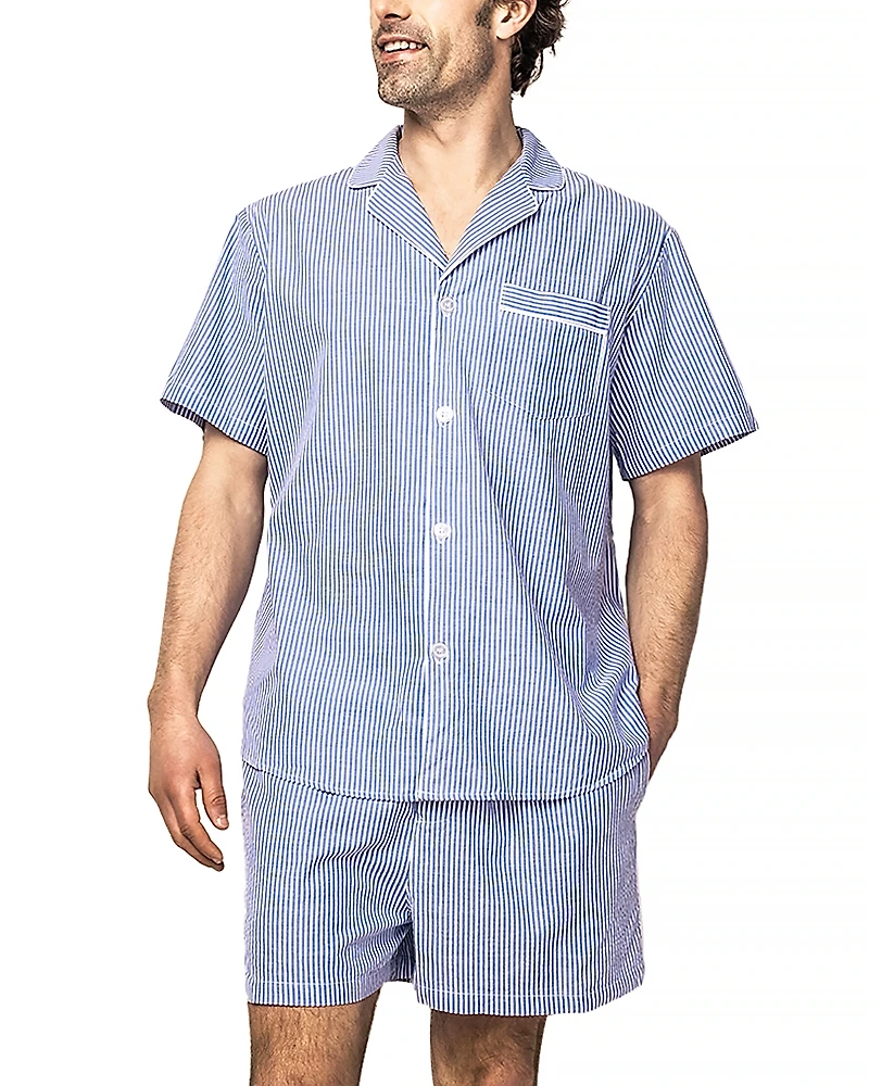 Petite Plume Brushed Cotton Twill Stripe Short Pajama Set