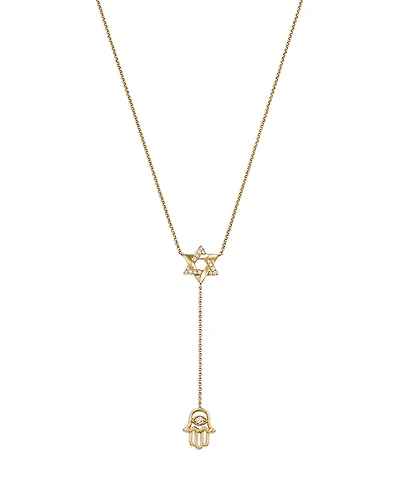 Bloomingdale's Fine Collection Diamond Star of David & Hamsa Hand Lariat Necklace