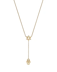 Bloomingdale's Fine Collection Diamond Star of David & Hamsa Hand Lariat Necklace