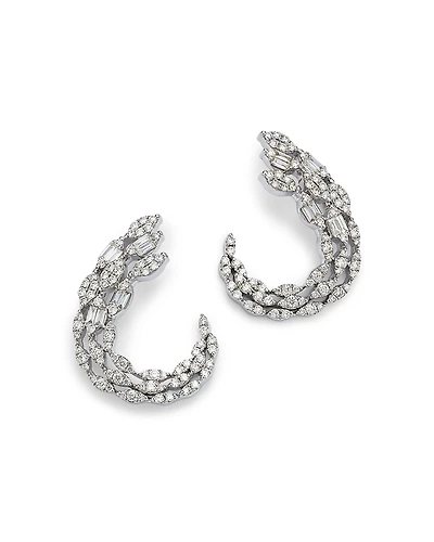 Bloomingdale's Fine Collection Diamond Round & Baguette Spiral Hoop Earrings