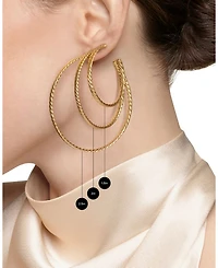 Sterling Silver Cable Large Hoop Earrings