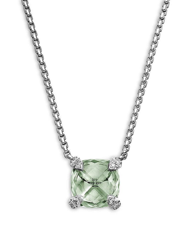 David Yurman Chatelaine Pendant Necklace with Prasiolite and Diamonds, 18