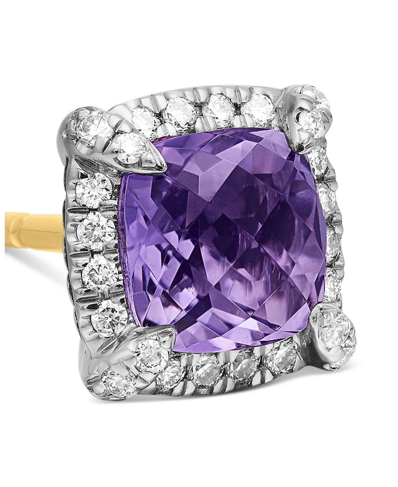 Sterling Silver Chateline Gemstones & Diamond Stud Earrings - Exclusive