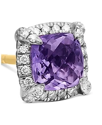 Sterling Silver Chateline Gemstones & Diamond Stud Earrings - Exclusive