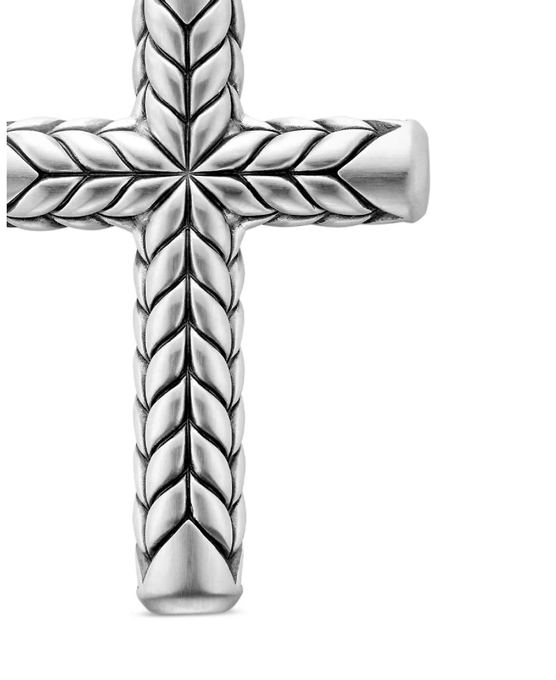 Chevron Sculpted Cross Pendant with Pavé Black Diamonds