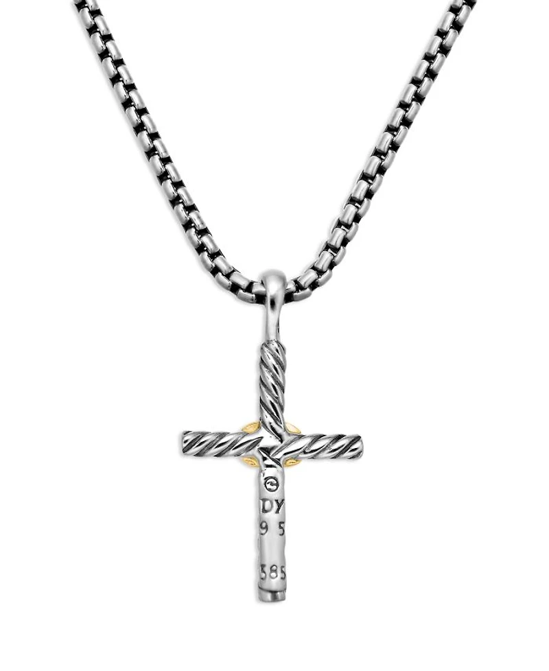 Petite X Cross Necklace with 14K Gold, 16"