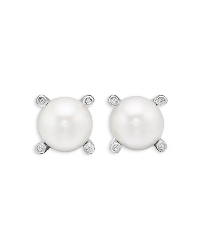 Cultured Freshwater Pearl Earrings with Diamonds
