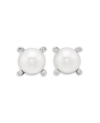 Cultured Freshwater Pearl Earrings with Diamonds