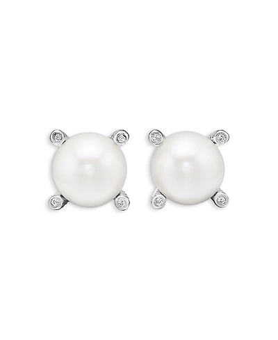 David Yurman Cultured Freshwater Pearl Earrings with Diamonds