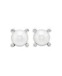 David Yurman Cultured Freshwater Pearl Earrings with Diamonds