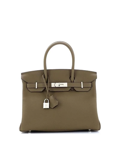 Birkin 30 Handbag Green Togo with Palladium Hardware