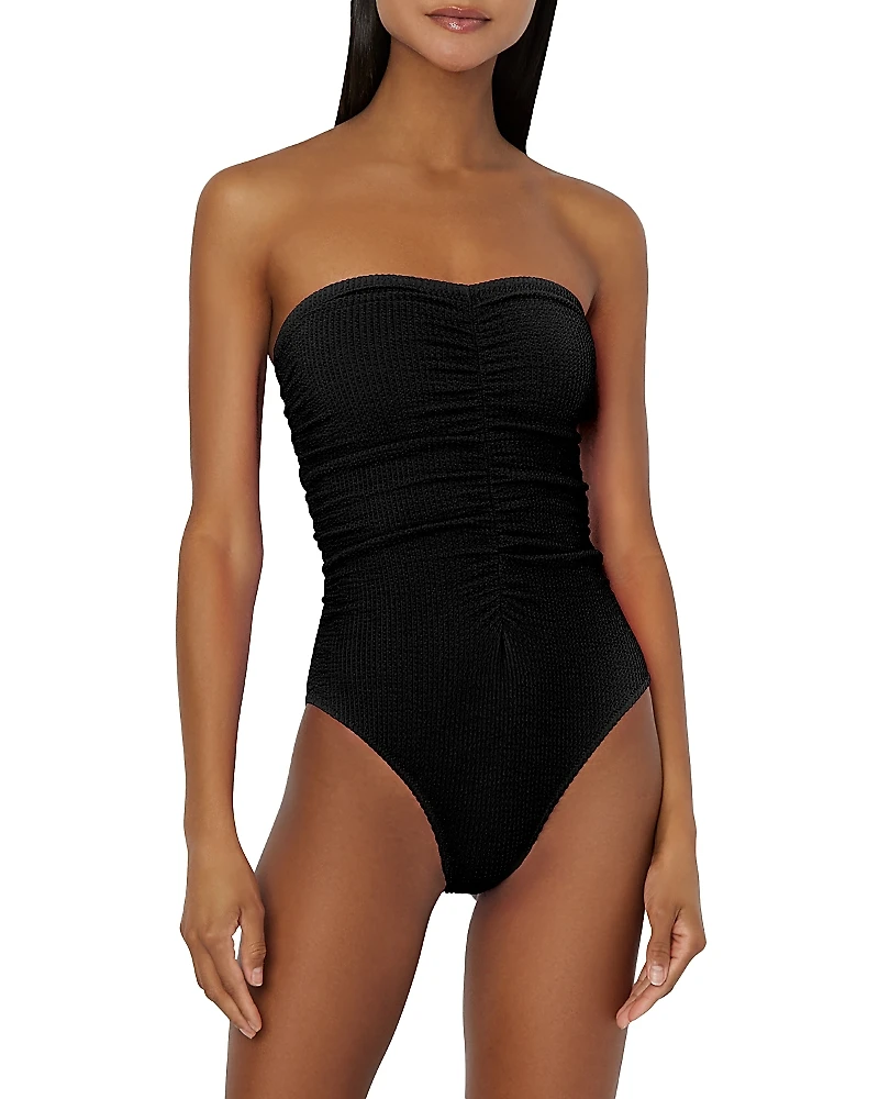 Milly Textured Ruched One Piece Swimsuit